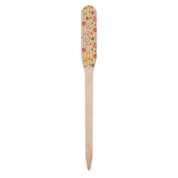 Chevron & Fall Flowers Wooden Food Pick - Paddle - Single Pick