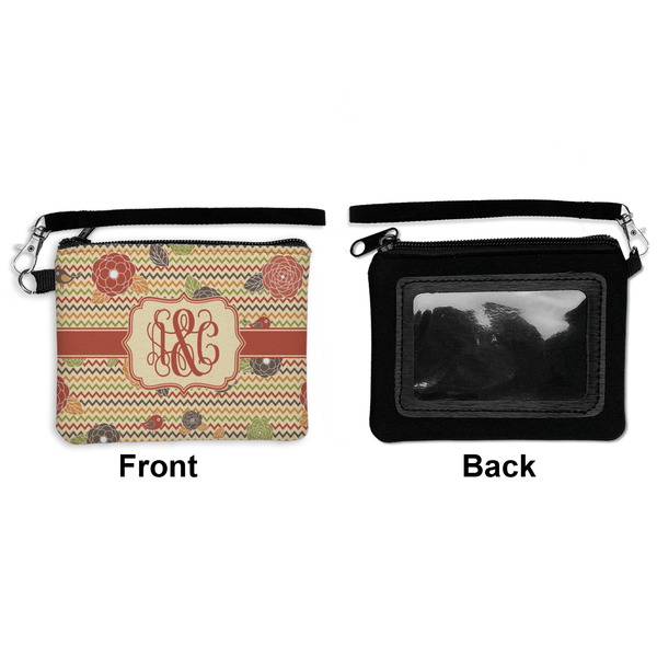 Chevron & Fall Flowers Wristlet ID Cases - Front & Back