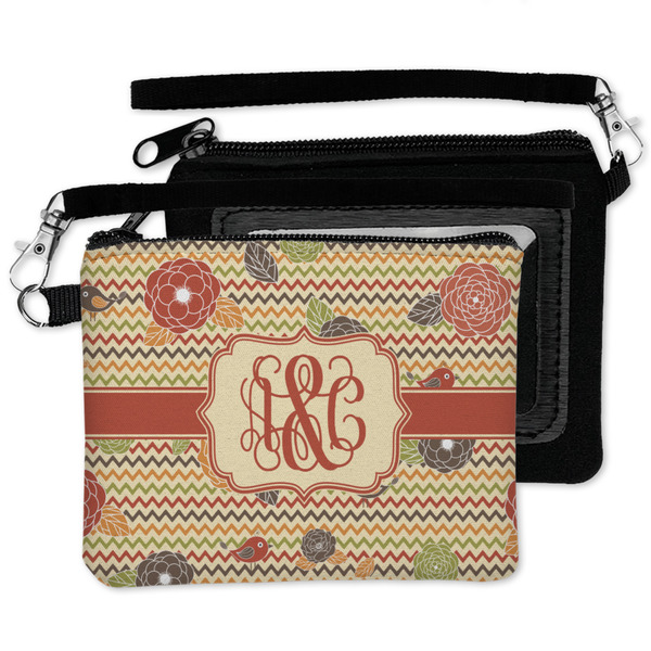 Chevron & Fall Flowers Wristlet ID Cases - MAIN