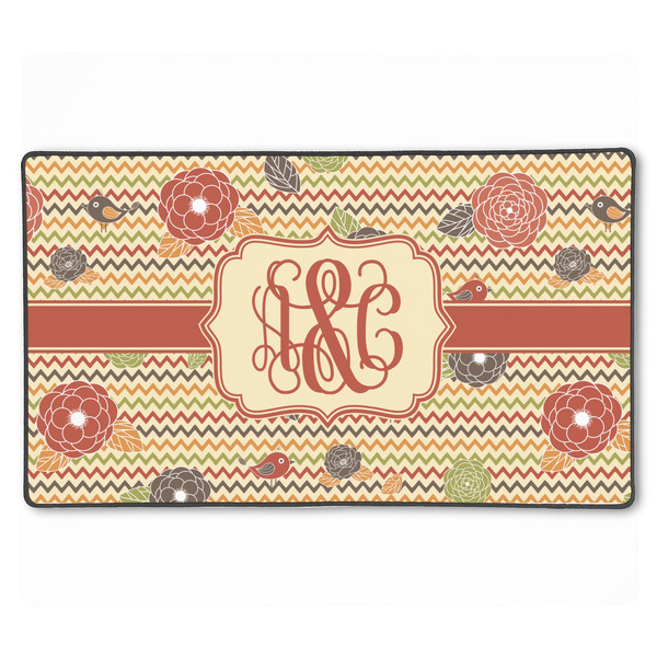 Custom Chevron & Fall Flowers XXL Gaming Mouse Pad - 24" x 14" (Personalized)