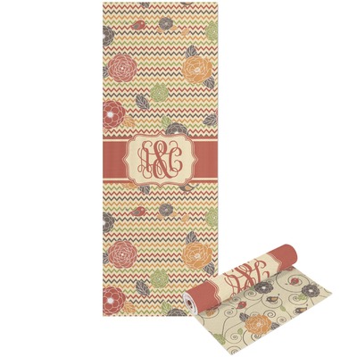 Chevron & Fall Flowers Yoga Mat - Printable Front and Back (Personalized)