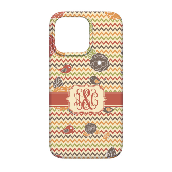 Chevron & Fall Flowers iPhone 13 Case - Back