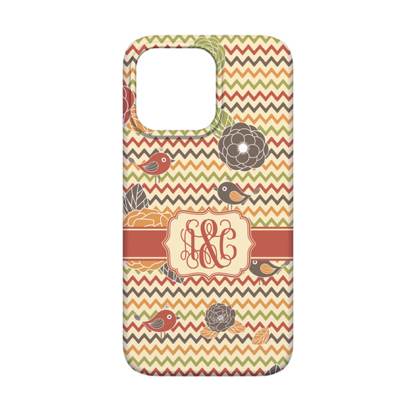 Chevron & Fall Flowers iPhone 13 Mini Case - Back