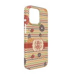 Chevron & Fall Flowers iPhone Case - Plastic - iPhone 13 Pro (Personalized)