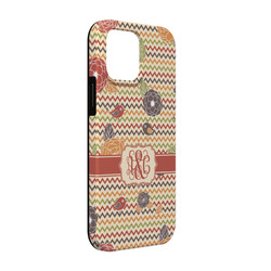 Chevron & Fall Flowers iPhone Case - Rubber Lined - iPhone 13 Pro (Personalized)
