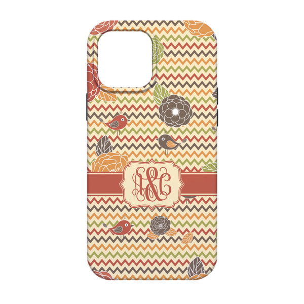 Chevron & Fall Flowers iPhone 13 Pro Tough Case - Back