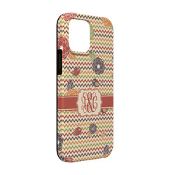 Chevron & Fall Flowers iPhone Case - Rubber Lined - iPhone 13 (Personalized)