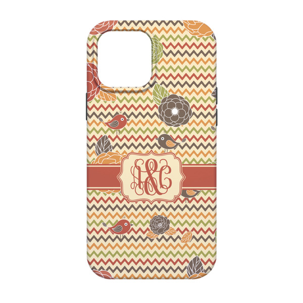 Chevron & Fall Flowers iPhone 13 Tough Case - Back