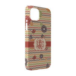 Chevron & Fall Flowers iPhone Case - Plastic - iPhone 14 (Personalized)