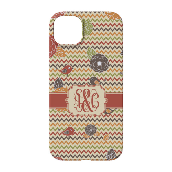 Chevron & Fall Flowers iPhone 14 Case - Back