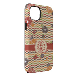 Chevron & Fall Flowers iPhone Case - Rubber Lined - iPhone 14 Pro Max (Personalized)