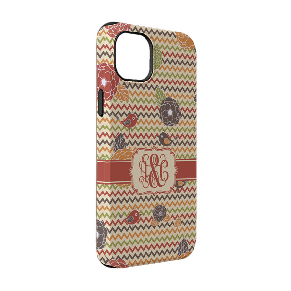 Custom Chevron & Fall Flowers iPhone Case - Rubber Lined - iPhone 14 (Personalized)