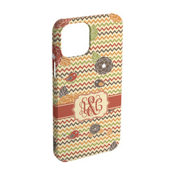 Chevron & Fall Flowers iPhone Case - Plastic - iPhone 15 (Personalized)