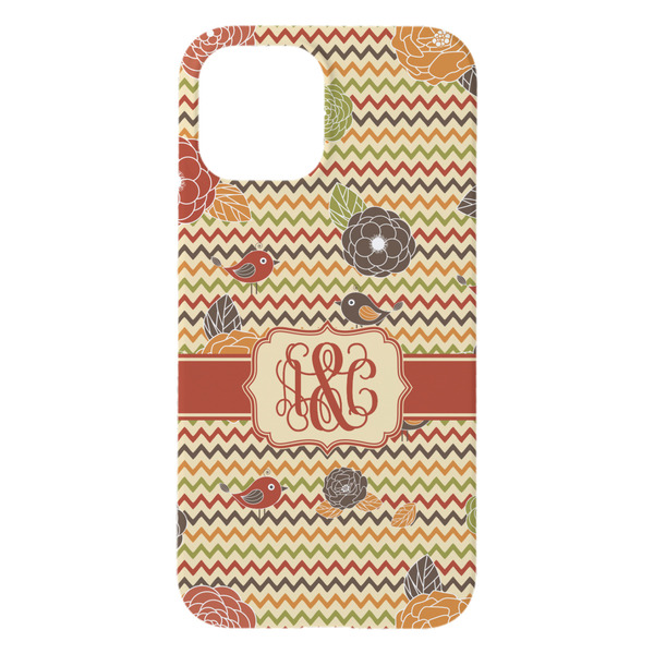 Chevron & Fall Flowers iPhone 15 Plus Case - Back