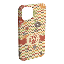 Chevron & Fall Flowers iPhone Case - Plastic - iPhone 15 Pro Max (Personalized)