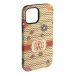 Chevron & Fall Flowers iPhone Case - Rubber Lined - iPhone 15 Pro Max (Personalized)