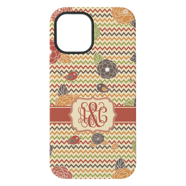 Chevron & Fall Flowers iPhone 15 Pro Max Tough Case - Back