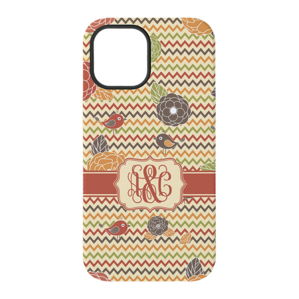 Chevron & Fall Flowers iPhone 15 Pro Tough Case - Back