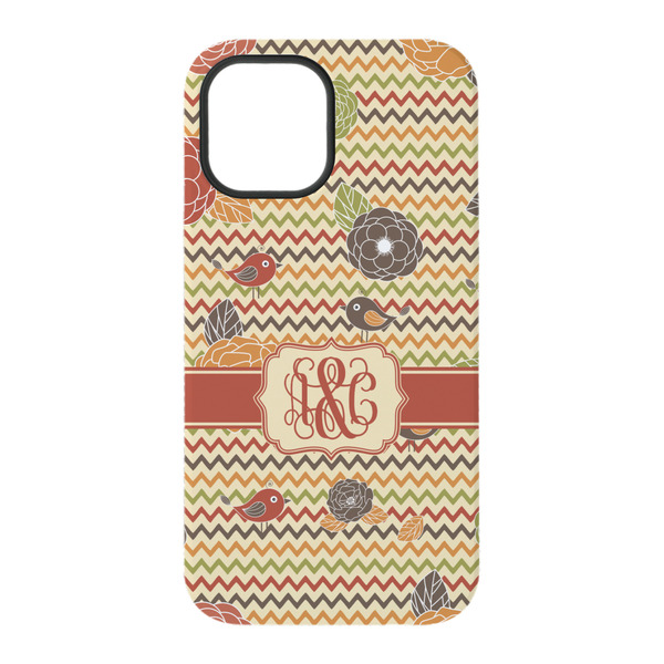 Chevron & Fall Flowers iPhone 15 Tough Case - Back