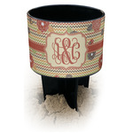 Chevron & Fall Flowers Black Beach Spiker Drink Holder (Personalized)