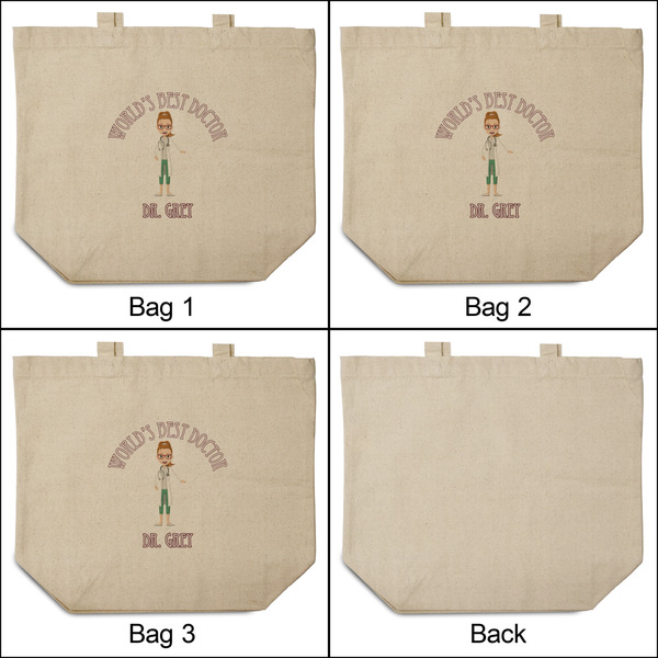 Doctor Avatar 3 Reusable Cotton Grocery Bags - Front & Back View