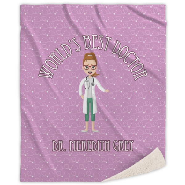 Custom Doctor Avatar Sherpa Throw Blanket (Personalized)
