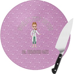Doctor Avatar Round Glass Cutting Board - Small (Personalized)