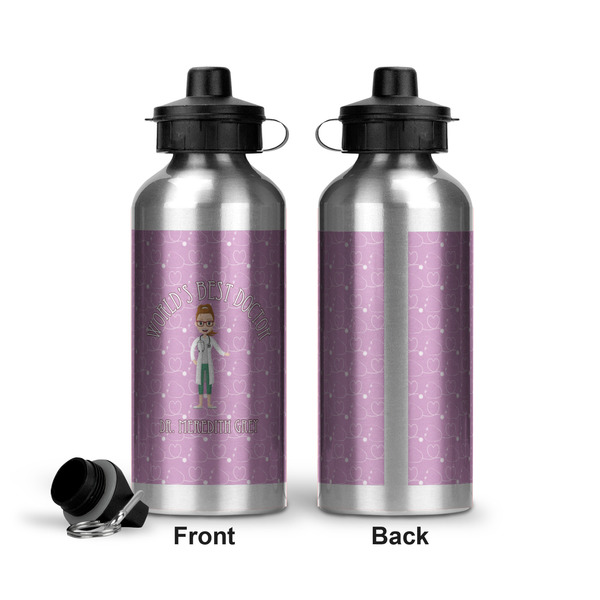 Doctor Avatar Aluminum Water Bottle - Front and Back