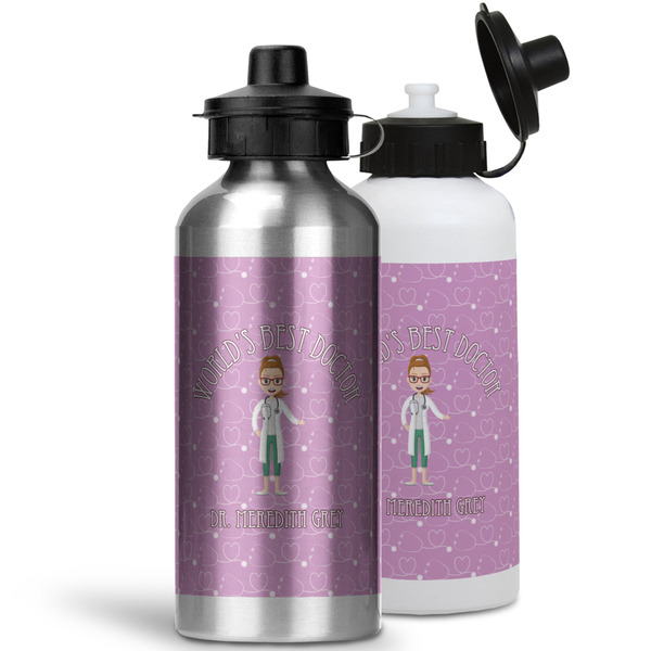 Doctor Avatar Aluminum Water Bottles - MAIN (white &silver)