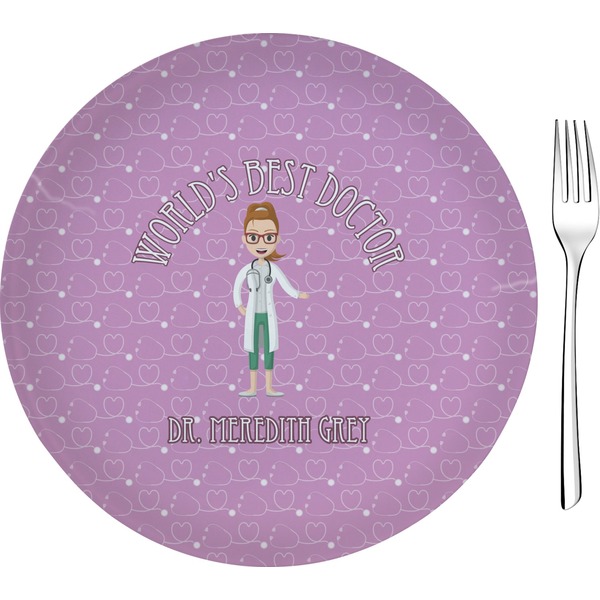 Custom Doctor Avatar 8" Glass Appetizer / Dessert Plates - Single or Set (Personalized)