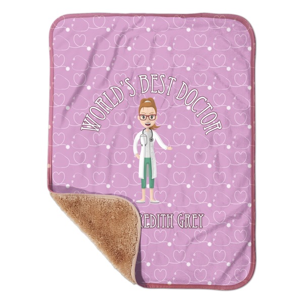 Custom Doctor Avatar Sherpa Baby Blanket - 30" x 40" w/ Name or Text