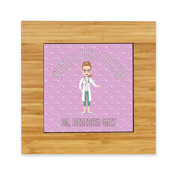 Custom Doctor Avatar Bamboo Trivet with Ceramic Tile Insert (Personalized)