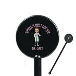 Doctor Avatar 5.5" Round Plastic Stir Sticks - Black - Single Sided (Personalized)