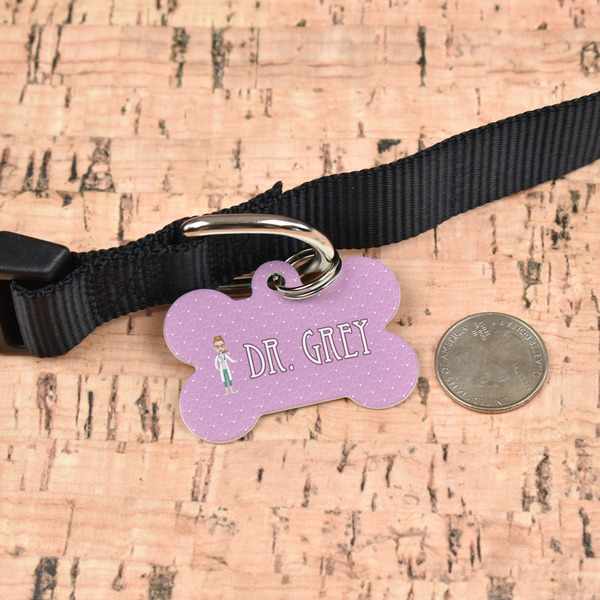 Doctor Avatar Bone Shaped Dog ID Tag - Large - In Context