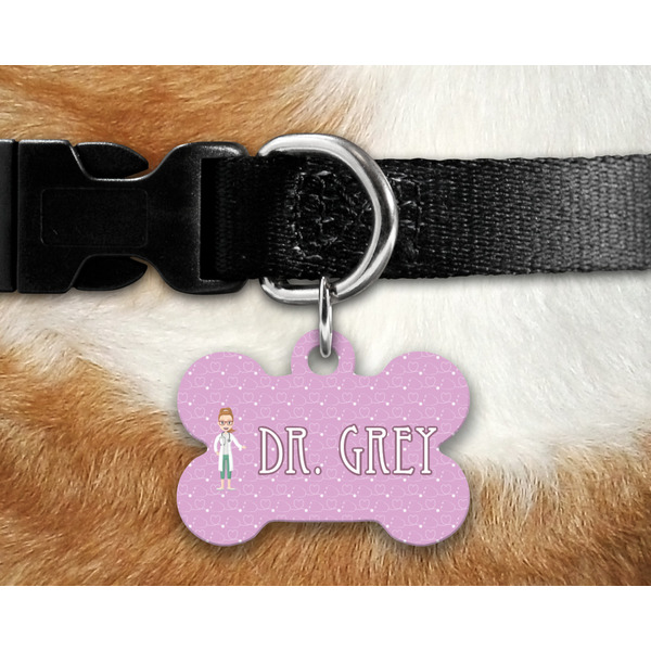 Doctor Avatar Bone Shaped Dog Tag on Collar & Dog