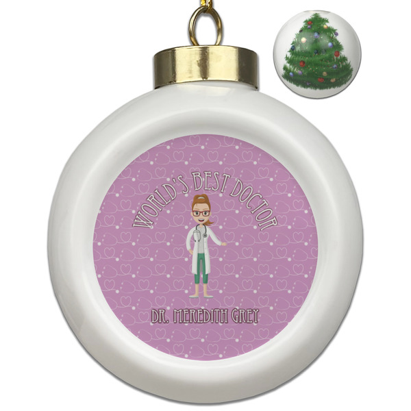 Custom Doctor Avatar Ceramic Ball Ornament - Christmas Tree (Personalized)