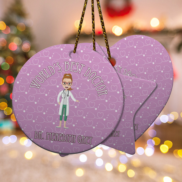 Custom Doctor Avatar Ceramic Ornament w/ Name or Text