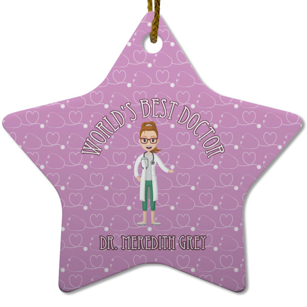 Custom Doctor Avatar Star Ceramic Ornament w/ Name or Text