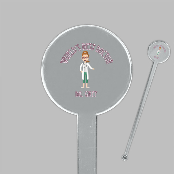 Doctor Avatar Clear Plastic 7" Stir Stick - Round - Closeup