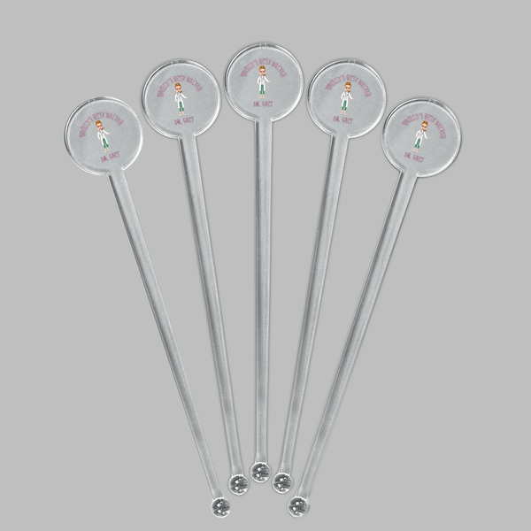 Doctor Avatar Clear Plastic 7" Stir Stick - Round - Fan View