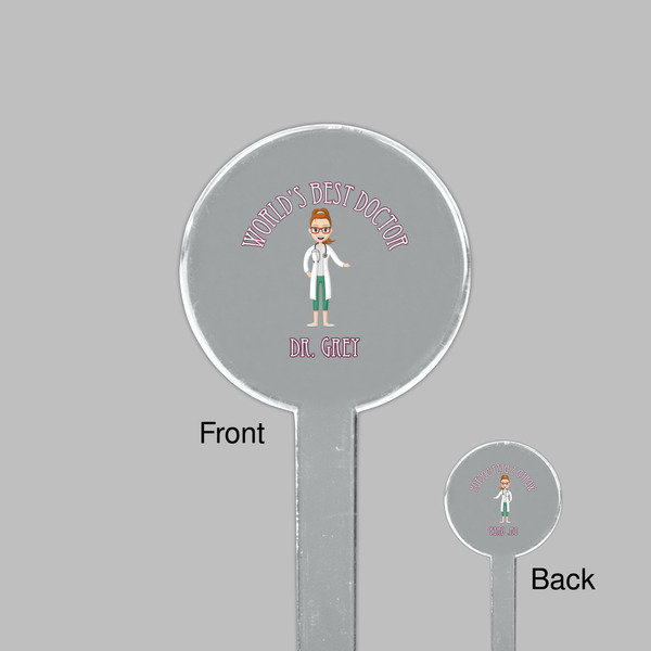Doctor Avatar Clear Plastic 7" Stir Stick - Round - Front & Back