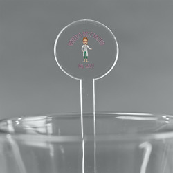 Doctor Avatar 5.5" Round Plastic Stir Sticks - Clear (Personalized)
