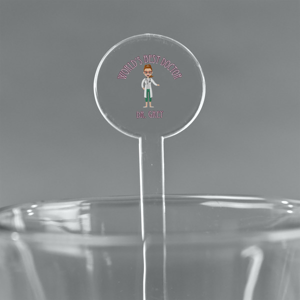 Custom Doctor Avatar 7" Round Plastic Stir Sticks - Clear (Personalized)