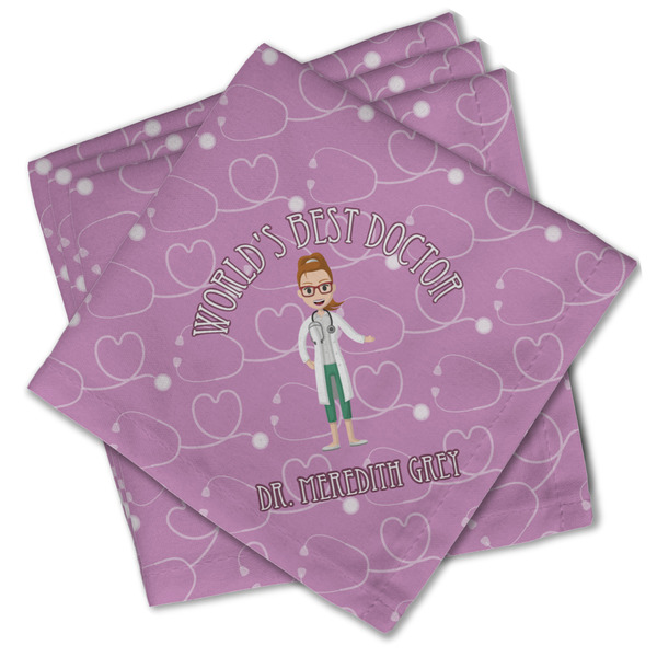 Custom Doctor Avatar Cloth Cocktail Napkins - Set of 4 w/ Name or Text