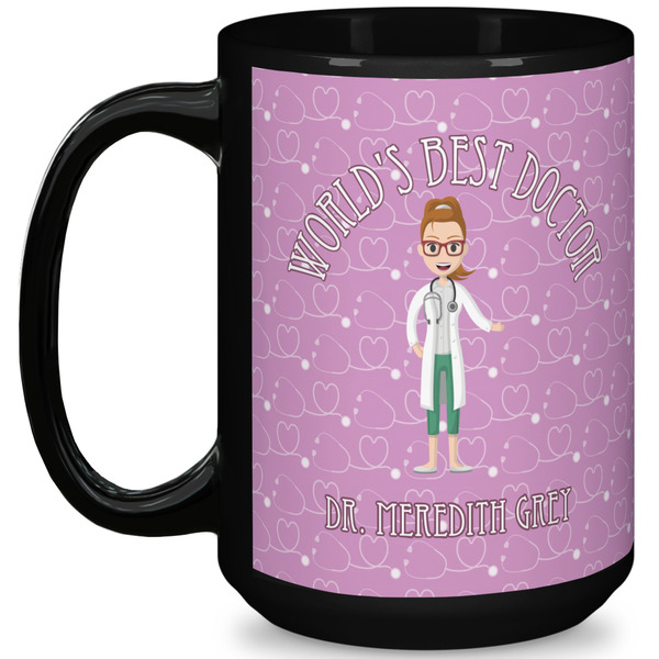 Custom Doctor Avatar 15 Oz Coffee Mug - Black (Personalized)