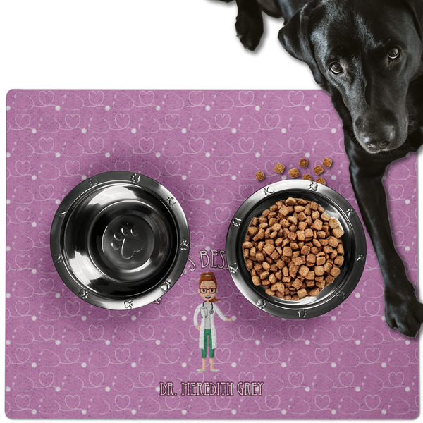 Custom Doctor Avatar Dog Food Mat - Large w/ Name or Text