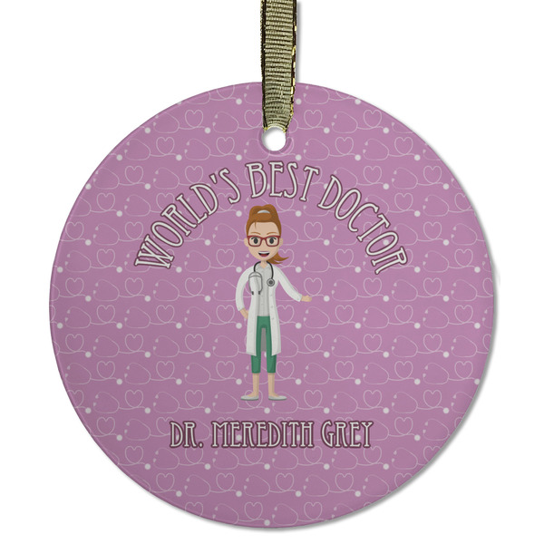 Custom Doctor Avatar Flat Glass Ornament - Round w/ Name or Text