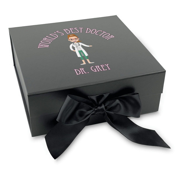 Custom Doctor Avatar Gift Box with Magnetic Lid - Black (Personalized)