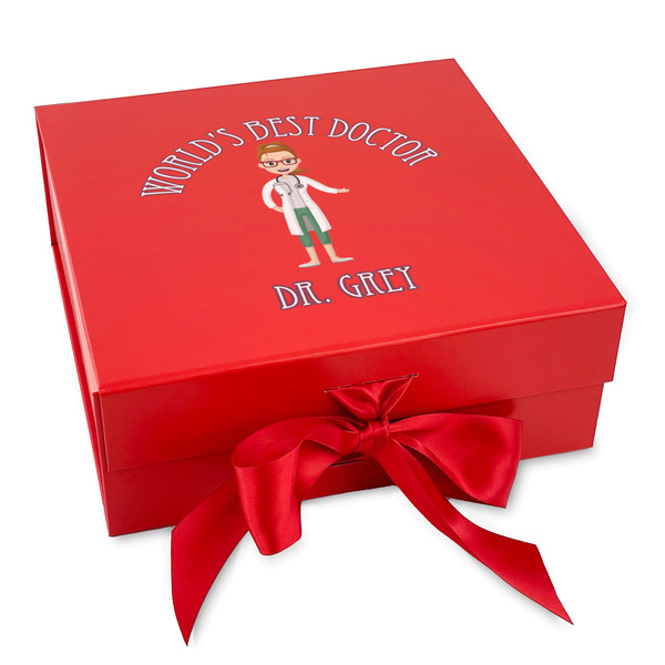 Custom Doctor Avatar Gift Box with Magnetic Lid - Red (Personalized)