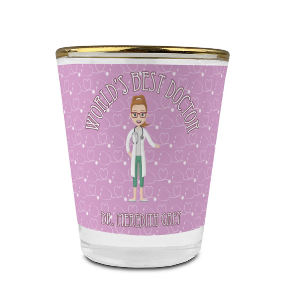Doctor Avatar Glass Shot Glass - With gold rim - FRONT